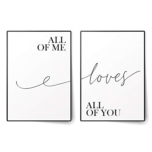 BLCKART Premium Poster Set All of Me Loves All of You | Stilvolle Poster Wohnzimmer Deko | ohne Rahmen (Love Duo, A4) von VO design