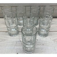 8 Vintage Anker Hocking Manchester Tartan Klargläser Schwere Becher 16 Oz von PWSenterprises