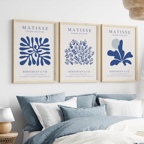 Matisse Wandkunstdrucke, blaue ästhetische Drucke, Matisse-Poster, blaue Blumenbilder, Matisse-Ausstellung, Kunst, blaue Galerie, Wandkunst, abstrakte Wandkunst für Wohnzimmer, Schlafzimmer, 40,6 x 61 von PWTXKAH