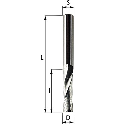 Spiralnutfräser Z2 VHW Oberfräser Schaftfräser mit Schaftdurchmesser 8mm, 2 Schneiden, VHM (D=8 S=8 l=52 L=100) von PWWU