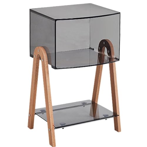 Acryl-Beistelltisch, Couchtisch, Beistelltisch aus Acryl mit 3 Ebenen und Aufbewahrung, 3er-Pack, mehrere Größen, transparent und grau(Grey,Large) von PXAMORTEL
