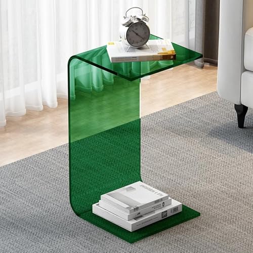 Acryl-Beistelltisch, Couchtisch, C-förmiger Couchtisch aus Acryl mit runder Kante, Mehrfarbig, mehrere Größen, Beistelltisch(Green,12x12x26inch) von PXAMORTEL