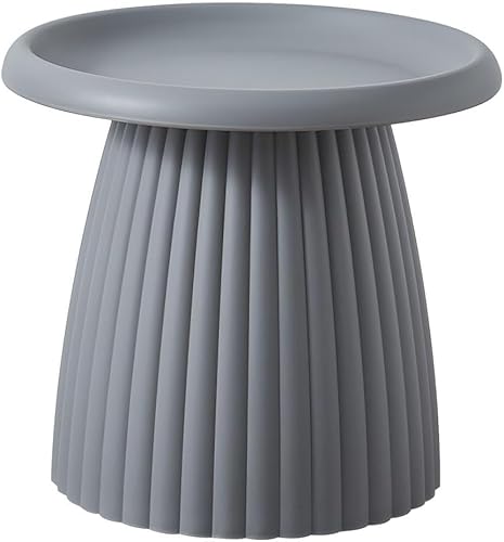 Acryl-Beistelltisch, Couchtisch, Runder Couchtisch aus Kunststoff, Beistelltisch, Mehrfarbig, mehrere Größen(Grey Ribbed,50X50X45CM) von PXAMORTEL