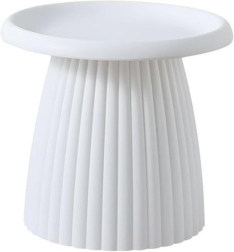 Acryl-Beistelltisch, Couchtisch, Runder Couchtisch aus Kunststoff, Beistelltisch, Mehrfarbig, mehrere Größen(White Ribbed,50X50X45CM) von PXAMORTEL