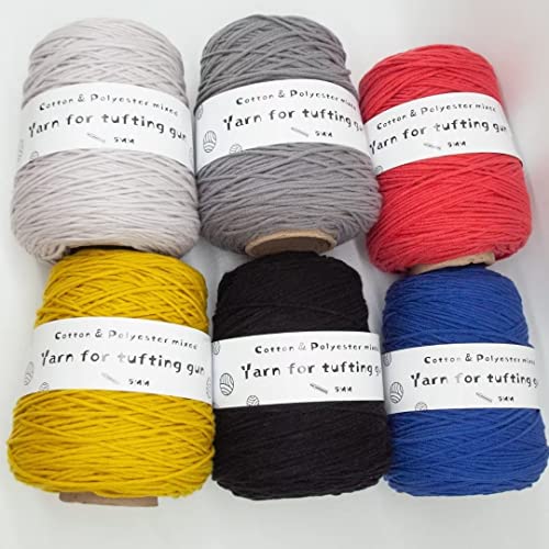 Farbiges Strickgarn, Tufting Gun Garn Baumwolle Polyester Gemischt Teppich Teppichherstellung Thread Multicolor Packung mit 6 Mehrere Größen(Multi-color,458g/roll) von PXAMORTEL