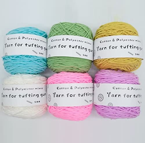 Farbiges Strickgarn, Tufting Gun Garn Baumwolle Polyester Gemischt Teppich Teppichherstellung Thread Multicolor Packung mit 6 Mehrere Größen(Multi-color,95g/roll) von PXAMORTEL