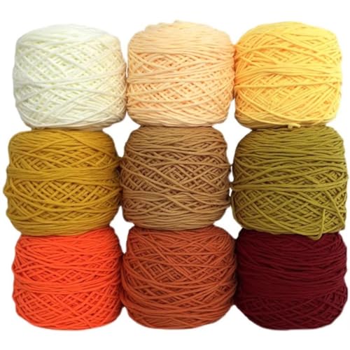 Farbiges Strickgarn, Tuftinggarn Acryl 100g/200g for Teppichherstellung Punch Needle Gelb Braun(200g ball) von PXAMORTEL