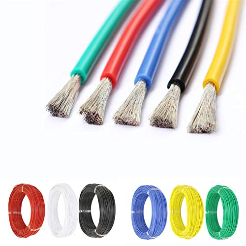 Flexibler Silikon Elektrischer Draht, Hitzebeständiges Silikon Kupferdraht Kabel mit Verbinder 12-30AWG Multicolor 1-5 Meter(Yellow,20 AWG 1 Meter) von PXAMORTEL