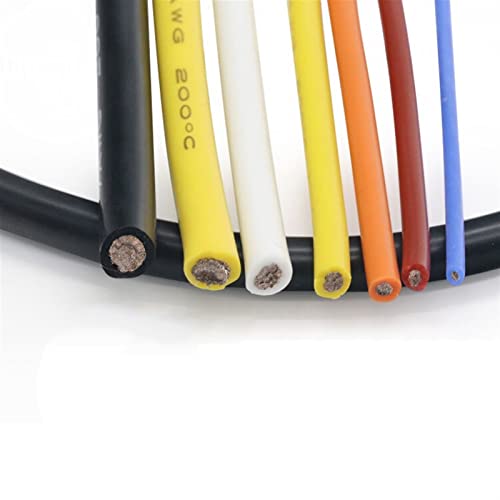 Flexibler elektrischer Draht aus Silikon, 5 Meter langes Heizkabel aus Silikon-Kupferdraht AWG mehrere mehrfarbig (Orange, 24AWG) von PXAMORTEL