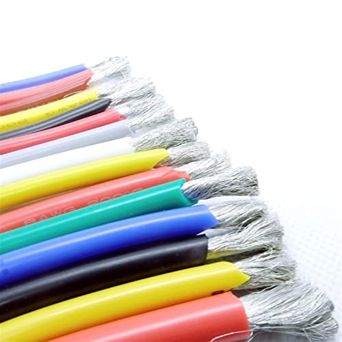 Flexibler elektrischer Draht aus Silikon, Heizkabel 1 Meter, Silikon-Beleuchtungsleitung 2AWG von -60 bis 200 °C, 600 V, mehrfarbig, 13 mm OD (Schwarz) von PXAMORTEL
