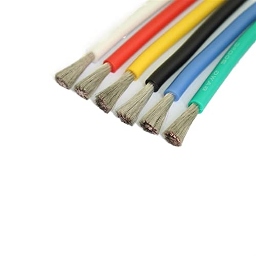 Flexibler elektrischer Draht aus Silikon, Heizkabel 20AWG 22AWG 5 Meter mehrfarbiger Silikondraht Temperatur -65 bis 200 Grad (Weiß, 20 AWG) von PXAMORTEL