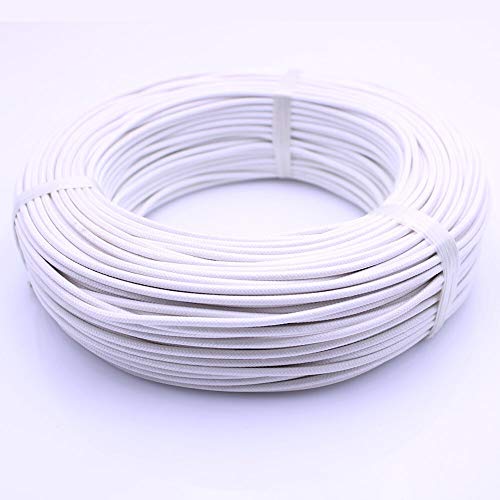 Flexibler elektrischer Silikondraht, Hochtemperatur-Silikon-Kupferdraht Fiberglas geflochten 0,3-6 mm mehrfarbig 1 m(White,0.75mm18AWG) von PXAMORTEL