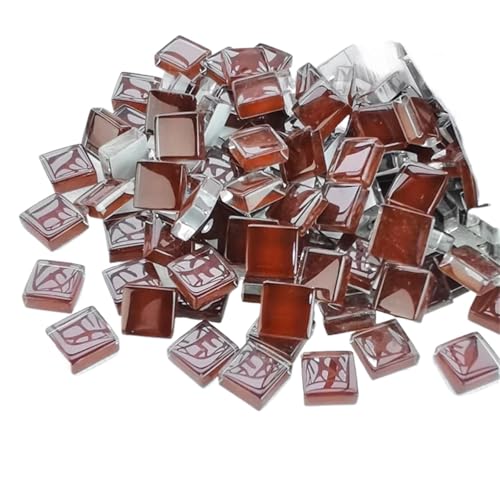 Glas-Spiegel-Mosaikfliesen, Mini Mosaik Fliesen Mosaikfliesen 1 * 1cm Quadratisch Transparent Glas Kristall Bunt Würfel Bastelprojekt Kinder Diy Gestalten Zubehör(Brown) von PXAMORTEL