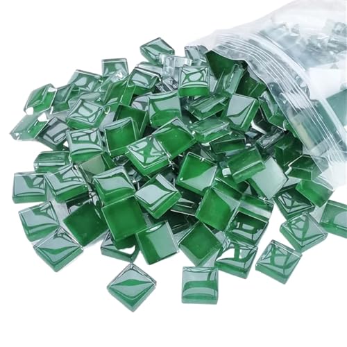 Glas-Spiegel-Mosaikfliesen, Mini Mosaik Fliesen Mosaikfliesen 1 * 1cm Quadratisch Transparent Glas Kristall Bunt Würfel Bastelprojekt Kinder Diy Gestalten Zubehör(Dk Green) von PXAMORTEL