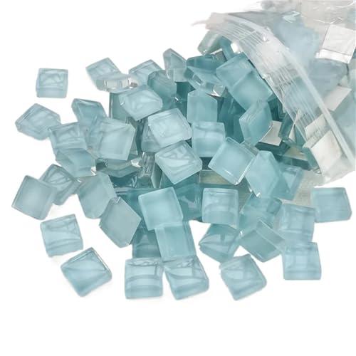 Glas-Spiegel-Mosaikfliesen, Mini Mosaik Fliesen Mosaikfliesen 1 * 1cm Quadratisch Transparent Glas Kristall Bunt Würfel Bastelprojekt Kinder Diy Gestalten Zubehör(Lt Blue) von PXAMORTEL