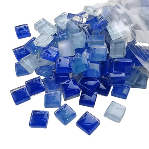 Glas-Spiegel-Mosaikfliesen, Mini Mosaik Fliesen Mosaikfliesen 1 * 1cm Quadratisch Transparent Glas Kristall Bunt Würfel Bastelprojekt Kinder Diy Gestalten Zubehör(Mixed Blue) von PXAMORTEL
