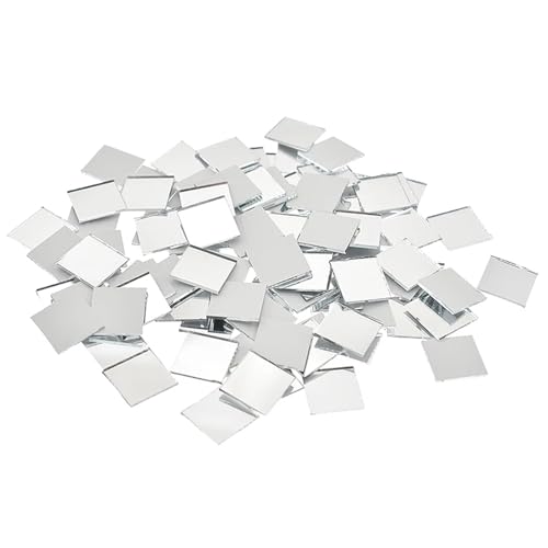 Glas-Spiegel-Mosaikfliesen, Mini-Mosaikfliesen, 100–500 Stück, kleine quadratische Glasspiegel-Mosaikfliesen, Wandaufkleber for Heimwerkerbedarf, Heimdekorationsmaterialien(Silver,15MM-500PCS) von PXAMORTEL
