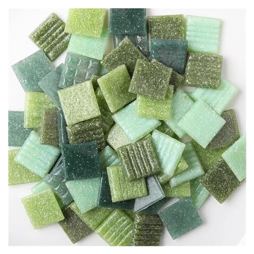 Glas-Spiegel-Mosaikfliesen, Mini-Mosaikfliesen, 100 g, Mosaik-Quarzfliesen, 2 cm, quadratische Fliese, 0,4 cm Dicke, DIY-Bastelmaterialien, gemischte Farben(Green Mix) von PXAMORTEL