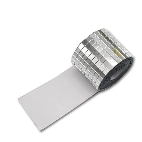 Glas-Spiegel-Mosaikfliesen, Mini-Mosaikfliesen, 5 x 5 mm, 10 x 10 mm, Raster 5 Meter, selbstklebende quadratische Glasmosaikfliesen, Splitterspiegel-Mosaikblatt_10 x 10 mm(Sliver,4CMX5M (5PCSX1M)-5X5M von PXAMORTEL