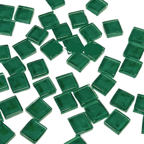 Glas-Spiegel-Mosaikfliesen, Mini-Mosaikfliesen, Mosaikfliesen for Basteln, Farbe: 50 Stück, Glas-Glitzermosaik, quadratische Form, Heimdekoration(Grass Green Purity) von PXAMORTEL