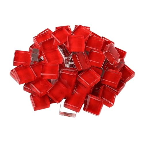 Glas-Spiegel-Mosaikfliesen, Mosaikfliesen 100g Glasmosaikfarbe 1cm quadratisch Mosaik Bastelmaterial Mosaikfliesen Kunst und Handwerk(12 Red) von PXAMORTEL