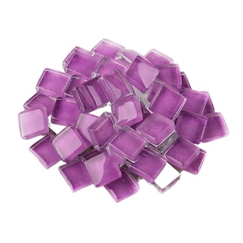 Glas-Spiegel-Mosaikfliesen, Mosaikfliesen 100g Glasmosaikfarbe 1cm quadratisch Mosaik Bastelmaterial Mosaikfliesen Kunst und Handwerk(15 Purple) von PXAMORTEL