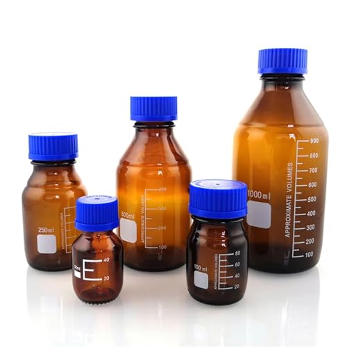 Laborglas Reagensflasche, Labor Schraubverschluss Glas Reagens- und Probenflasche 50-1000 ml 9 (500mL Brown 1pc) von PXAMORTEL