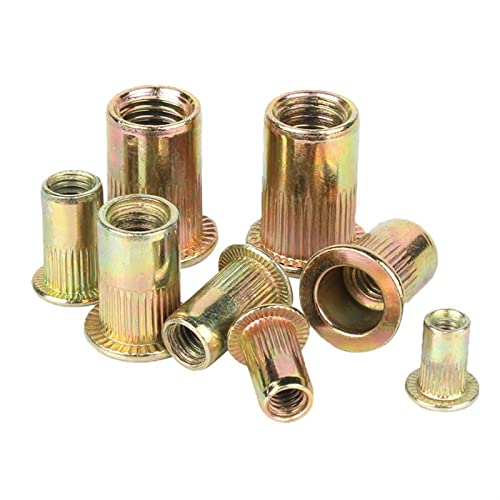 Metall-Blindnietmuttern, Einpressmuttern, Rändelmuttern mit flachem Kopf und Gewinde aus verzinktem Kohlenstoffstahl, Nutsert, mehrere Größen, 20 Stück(M5) von PXAMORTEL