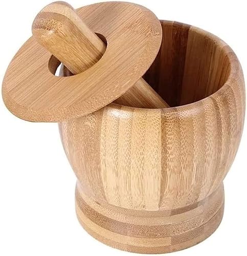 Mörser und Stößel Set, Bambus Mörser und Stößel Set Manuelle Mühle for Gewürze Kräuter Knoblauch Ingwer und Nüsse von PXAMORTEL