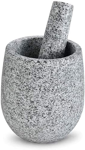 Mörser und Stößel Set, Mörser und Stößel Granit-Set for Knoblauch, Ingwer, Gewürze, Kräuter von PXAMORTEL