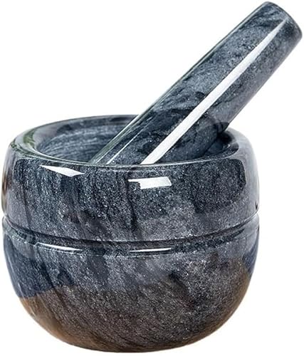Mörser und Stößel Set, Steinmörser und Stößel Set for Gewürze, Kräuter und Knoblauch(Black) von PXAMORTEL