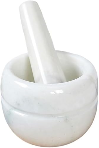 Mörser und Stößel Set, Steinmörser und Stößel Set for Gewürze, Kräuter und Knoblauch(White) von PXAMORTEL