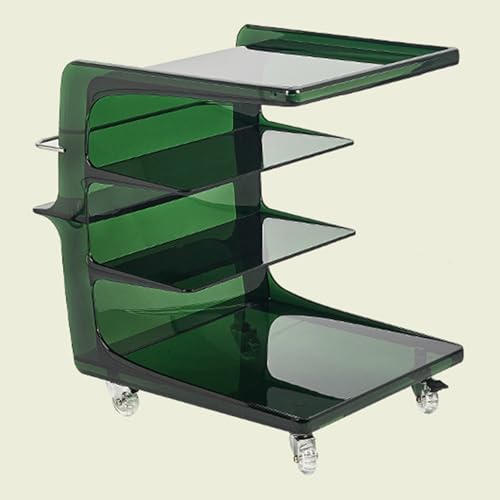 PXAMORTEL Acryl-Beistelltisch, Couchtisch, 4-stufiger Acryl-Aufbewahrungstisch, beweglich mit Rädern, Mehrfarbig, 53 x 40 x 55 cm(Green) von PXAMORTEL