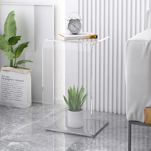 PXAMORTEL Acryl-Beistelltisch, Couchtisch, Acryl Beistelltisch U-Form Klar Orange Braun Grau 30x30x(55-65) cm(Clear,H-65CM/25.5IN) von PXAMORTEL