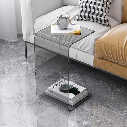 PXAMORTEL Acryl-Beistelltisch, Couchtisch, Acryl Beistelltisch U-Form Klar Orange Braun Grau 30x30x(55-65) cm(Grå,H-60CM/23.6IN) von PXAMORTEL