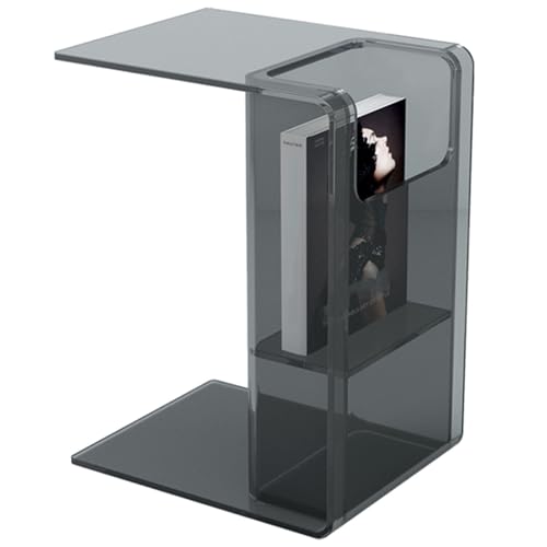 PXAMORTEL Acryl-Beistelltisch, Couchtisch, Acryl C Form Kaffee Seite Tisch Lagerung Korb Nachttisch Multicolor 18x14x24 Zoll(Grey) von PXAMORTEL