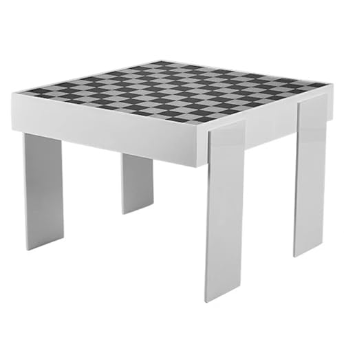 PXAMORTEL Acryl-Beistelltisch, Couchtisch, Couchtisch und Beistelltisch-Set aus Acryl mit Schachbrettmuster in Schwarz und Weiß, 2er-Pack(White) von PXAMORTEL
