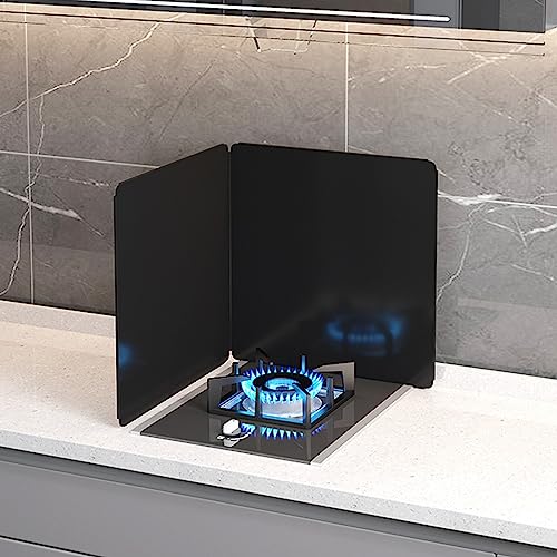 PXAMORTEL Fett-Spritzschutz für Herd, Fettspritzschutz Kohlenstoffstahl Schwarz Mehrere Größen 2 Seiten/3 Seiten/4 Seiten(2 Sides 50x50cm) von PXAMORTEL