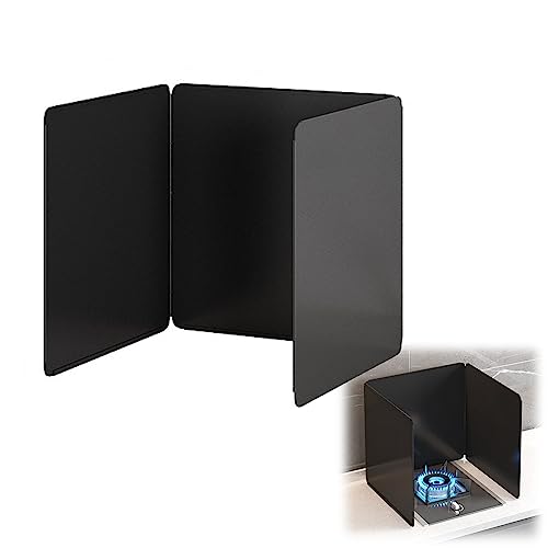 PXAMORTEL Fett-Spritzschutz für Herd, Fettspritzschutz Kohlenstoffstahl Schwarz Mehrere Größen 2 Seiten/3 Seiten/4 Seiten(3 Sides 50x50x50cm) von PXAMORTEL