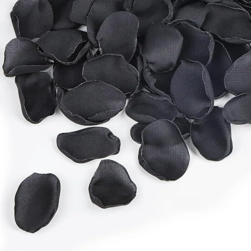 PXAMORTEL Künstliche Blumen Rosenblätter, 100 stücke Multicolor Silk Satin Künstliche Rosenblätter for Hochzeit Valentines Party Decor(Black) von PXAMORTEL