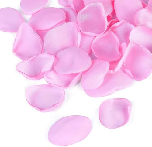 PXAMORTEL Künstliche Blumen Rosenblätter, 100 stücke Multicolor Silk Satin Künstliche Rosenblätter for Hochzeit Valentines Party Decor(Pink) von PXAMORTEL