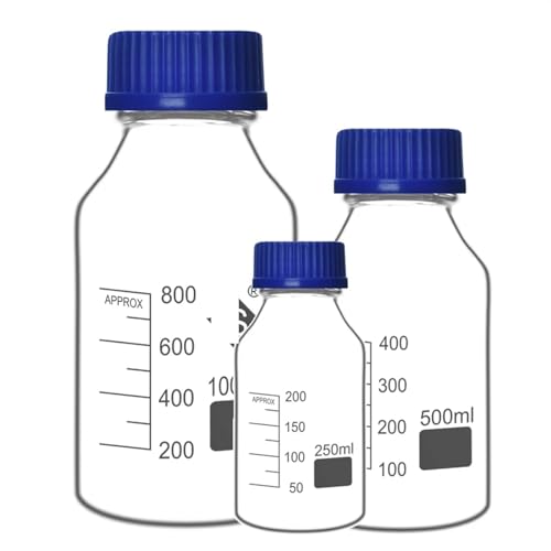 PXAMORTEL Labor-Glas-Reagenzflasche, Reagenzflasche, Labor-abgestuft, versiegelt, 50 ml - 500 ml (50 ml), 4 Stück von PXAMORTEL