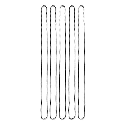 PXAMORTEL Metallkugelkette, 5 Stück mehrfarbige Metall-Kugelketten 1,5–2,4 mm, 70 cm, for die Herstellung von DIY-Schmuck(Black,2.4mm) von PXAMORTEL