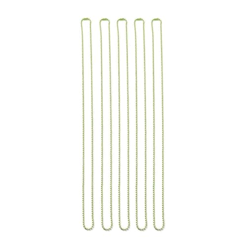 PXAMORTEL Metallkugelkette, 5 Stück mehrfarbige Metall-Kugelketten 1,5–2,4 mm, 70 cm, for die Herstellung von DIY-Schmuck(Light Green,2.0mm) von PXAMORTEL