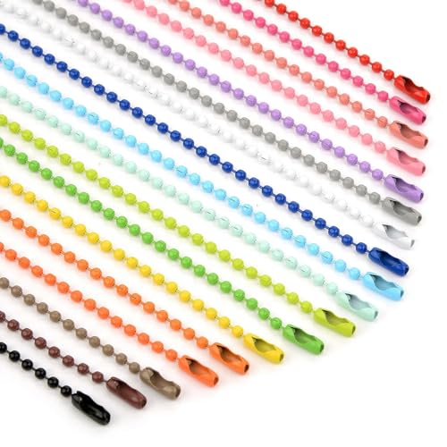 PXAMORTEL Metallkugelkette, DIY Edelstahl Kugelperlenketten Mehrfarbig 2,4mm x 12cm 50/30/10 Stück(Colors,10pcs) von PXAMORTEL