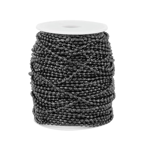 PXAMORTEL Metallkugelkette, Edelstahl 1,2–3 mm Kugelperlenketten 1 m Mehrfarbig for DIY-Schmuckherstellung(Black Color,Beads 1.6mm) von PXAMORTEL