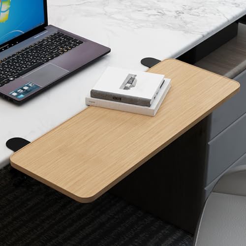 PXAMORTEL Schreibtisch-Verlängerungsablage, Desktop Clamp auf Tastatur Tablett Faltbare Keine Bohrer Armlehne Regal Multicolor Mehrere Größen(Oak,L 52*W 25cm) von PXAMORTEL