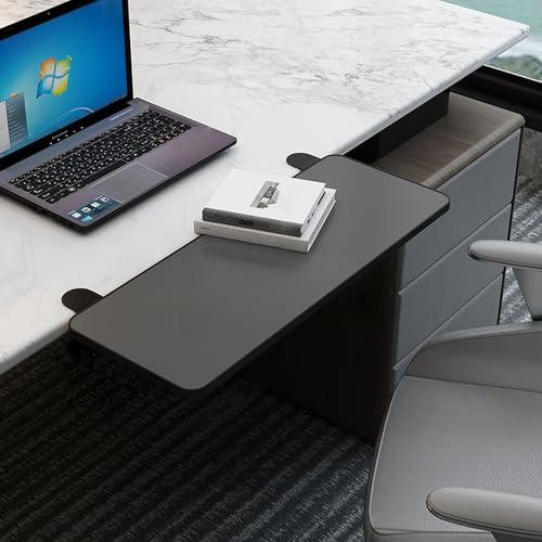PXAMORTEL Schreibtisch-Verlängerungsablage, Faltbare, stanzfreie Klemm-Schreibtisch-Verlängerungsplatte in Mehreren Größen und Mehrfarbig(Black,L 50*W 20cm) von PXAMORTEL