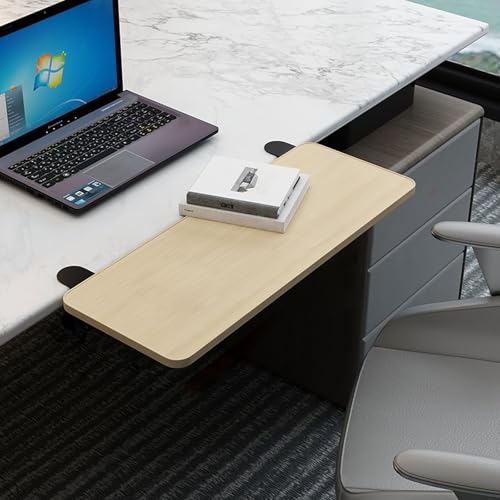 PXAMORTEL Schreibtisch-Verlängerungsablage, Faltbare, stanzfreie Klemm-Schreibtisch-Verlängerungsplatte in Mehreren Größen und Mehrfarbig(Oak,L 70*W 25cm) von PXAMORTEL
