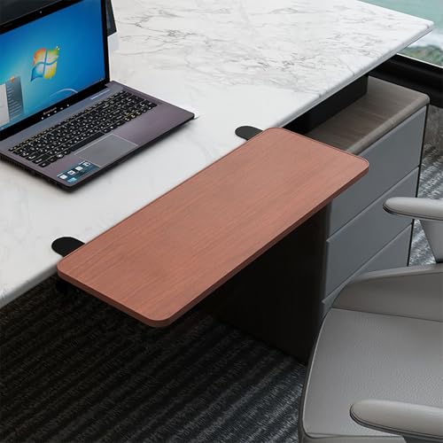 PXAMORTEL Schreibtisch-Verlängerungsablage, Faltbare, stanzfreie Klemm-Schreibtisch-Verlängerungsplatte in Mehreren Größen und Mehrfarbig(Teak,L 60*W 20cm) von PXAMORTEL